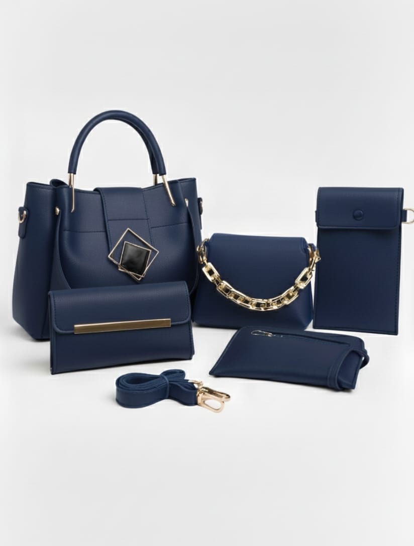 5-PCS DIAMOND PREMIUM SOFT LEATHER BAGS