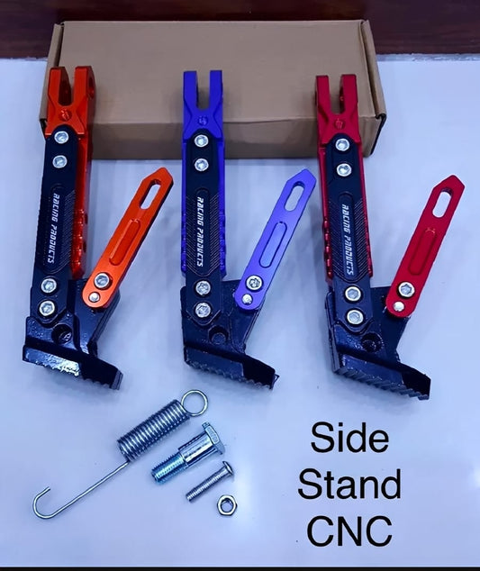 Universal Adjustable Aluminum Motorcycle Kickstand – CNC Side Stand (Blue)