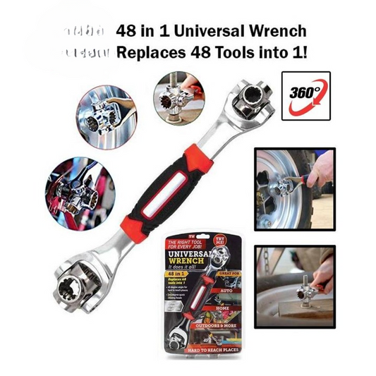 48-In-1 Universal Multi-Function Wrench 360° Rotary Adjustable Spanner for Nuts & Bolts