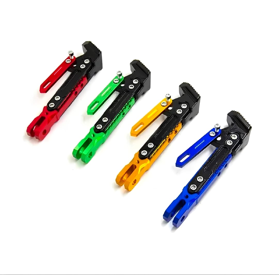 Universal Adjustable Aluminum Motorcycle Kickstand – CNC Side Stand (Blue)