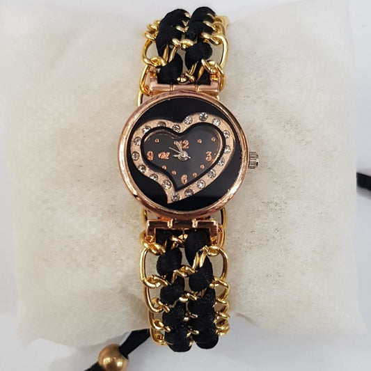 Girl Stainless Steel Bracelet Stylish Watch (without Box) - Black