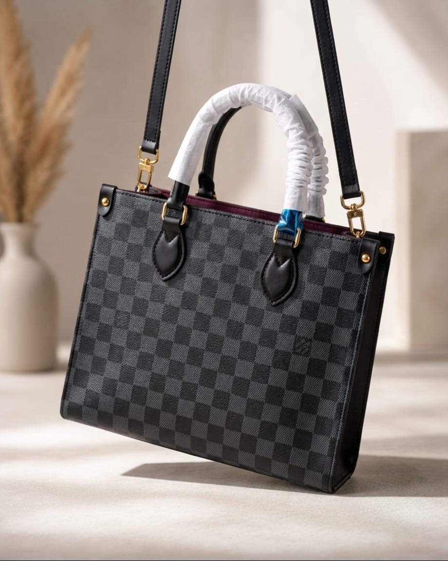 CHECKERED Black HANDBAGS 2-PCS