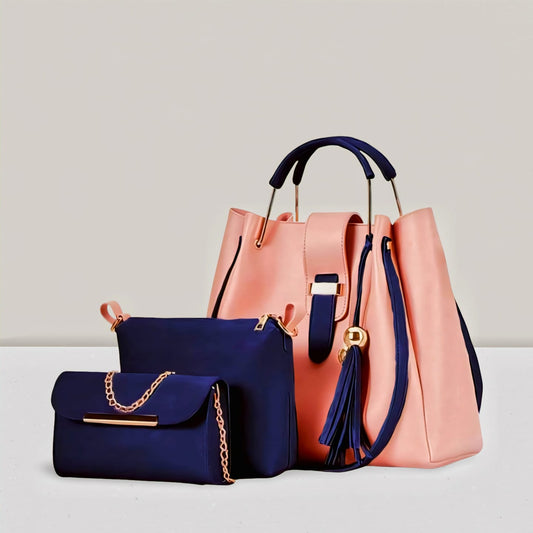 3-PCS  TUSELS PREMIUM LEATHER HANDBAGS_