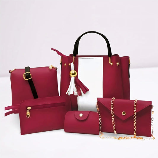 5-PCS  PREMIUM SOFT LEATHER BAGS  🎗️🎀